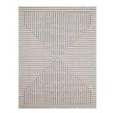 Hampton Bay Avondale Beige 8 ft. x 10 ft. Striped Indoor/Outdoor Area Rug  Customer Returns See Pictures