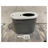 IRIS USA Cat Litter Box, Large Top Entry with Litter Catching Lid and Scoop