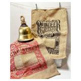 Pair of WONDERSHOP Holiday BURLAP SACKS and Large Bell