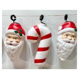 VINTAGE 1995 EMPIRE Candy Cane and Santa BLOW MOLD Light Covers