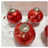 Assorted Small and Large Red Vintage Glass KUGLE Style Ornaments