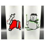 Set of 4 DARTINGTON DESIGNS Frosted Holiday Highball Glasses