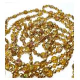 Gold PLASTIC Jewel Garland and Large Striped Globe Ornaments with Tassels - QTY 6