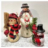 Assorted Decorative SNOWMAN Figures including WOOD, RESIN and FELT