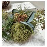 Large Nature-Inspired Faux EVERGREEN, PINECONE, and COTTON Ornament Bulbs