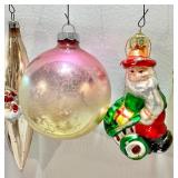 Assorted GLASS ORNAMENTS including VINTAGE SHINY BRITE and DEPT. 56