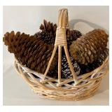 Jumbo Coulter Pinecones and Others in a Basket