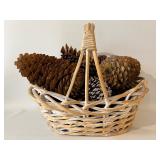 Jumbo Coulter Pinecones and Others in a Basket