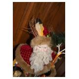 Vintage Decorative Santa Claus Figure with Chicken and Gift