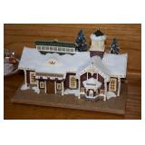 Thomas Kinkade Village Christmas Station Limited Edition Sculpture with Certificate of Authenticity