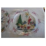 Set of 3 Vintage Christmas-Themed Glass Serving Dishes