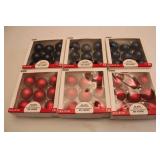 Set of 3 Glass Ornament Sets - 24 Pieces Total (8 Red, 8 Blue, 8 Black)