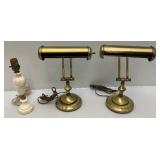 Two Vintage Brass Desk Lamps & More