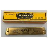 Vintage Brelli 20 Hole C- Harmonica & Marine Band M. Hohner No. 1896 Made In Germany Both Like New In Original Boxes