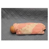 Vintage Wrapped Porcelain Doll with Pink Blanket