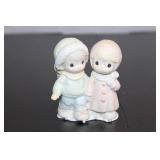 Set of 5 Charming Christmas Porcelain Collectibles Featuring Children and Signage