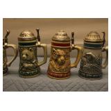 Set of 4 Decorative Animal-Themed Beer Steins