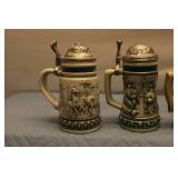 Set of 4 Decorative Animal-Themed Beer Steins