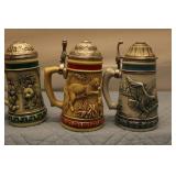 Set of 4 Decorative Animal-Themed Beer Steins