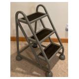 Vintage Industrial Three Tier Rolling Step Stool