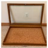 Solid Oak With Glass Locking Hinged Display With Cork Lining Case 24" x 36" x 3 1/2" With Custom Carry Sleeve (With Key)