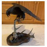 1991 James Shoop Large Bronze "Narrow Escape"  Mouse & Eagle 27 1/2" Tall On Lazy Susan (Reserve Set At $500.00)