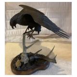 1991 James Shoop Large Bronze "Narrow Escape"  Mouse & Eagle 27 1/2" Tall On Lazy Susan (Reserve Set At $500.00)