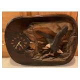 Hand Carved By Lex Blankman Eagle Clock 18" L x 24" H 3 1/2" W