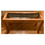 Oak Glass Top Long Table 48" L x 27" H x 17"