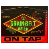 Grain Belt Beer tin / neon sign, NIB