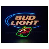 Budweiser, Bud Light MN Wild beast head, NHL, neon