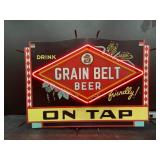 Grain Belt Beer on Tap, tin sign with neon