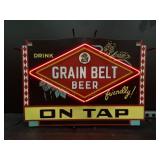 Grain Belt Beer on Tap, tin sign with neon