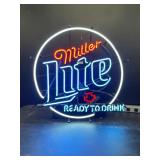 Miller Lite Ready to Drink with animated arrow, neon