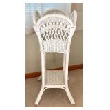 Vintage White Woven Wicker Planter Stand