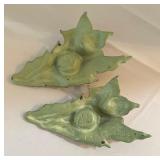 Mid Century Cast Iron Floral Shaped Candle Holders