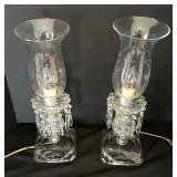 Pair of Vintage Lamps with Dangling Crystals