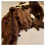 Multiple Vintage Pelts Full Body Mink Fur Taxidermy Animal Leather Scarf and Wrap Collar Shawl