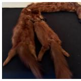 Multiple Vintage Pelts Full Body Mink Fur Taxidermy Animal Leather Scarf and Wrap Collar Shawl