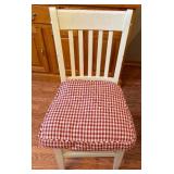 Shabby Chic Wooden Chair with Cream Painting and Removable Gingham Red and White Cushion