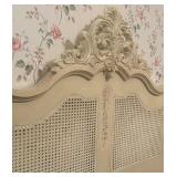 Vintage French Louis XVI Stye Cream Full Bed Frame, Headboard and Footboard