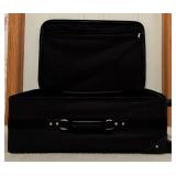 Two Large and Small Black and Purple Piping Luggage by Flight Club