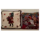 Fun Christmas Throw Pillows with Santa and Cat with Presents