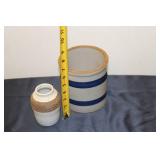 Set of 2 Vintage Ceramic Pottery Vases with Decorative Stripes