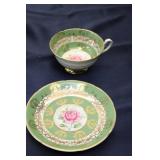 Set of 3 Vintage Porcelain Tea Cups with Saucers