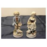 Set of 2 Vintage Porcelain Figurines of Boy and Girl with Ducks