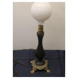 Vintage Table Lamp with Ornate Base and Glass Shade