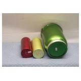 Vintage Metal Pitcher and Tumblers Set - Green, Yellow, Red