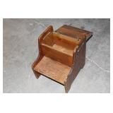 Vintage Wooden Step Stool with Hinged Storage Compartment