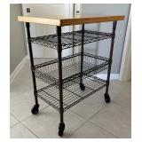 Butcher Block Style Table / Utility Cart